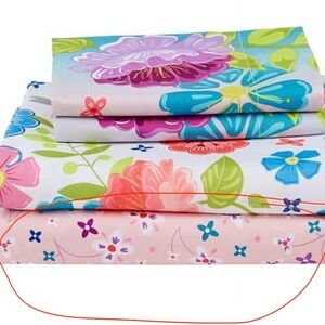 Disney Floral Bedding Twin Fitted Sheet - Pink, Blue, Green- Frozen Collection